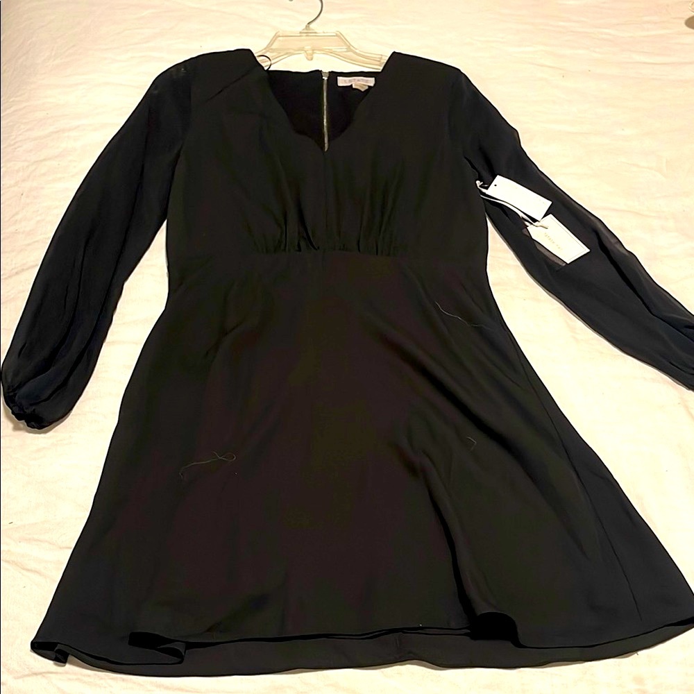 1. State Black A-Line Bishop Sleeve Dress Size 8
